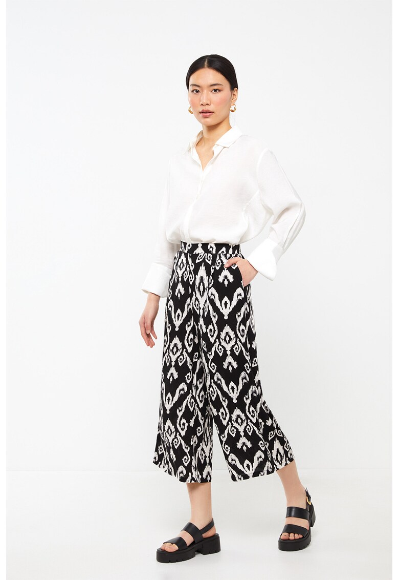 Pantaloni 3/4 cu talie inalta