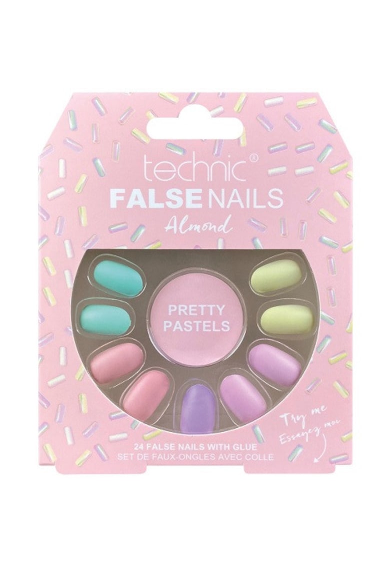 Set 24 Unghii False - Squareletto - Pretty Pastels - Adeziv inclus