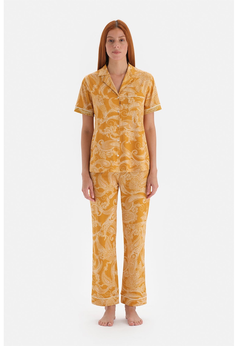 Pijama lunga cu imprimeu paisley