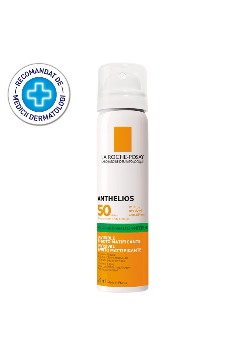 Spray invizibil matifiant cu protectie solara pentru fata Anthelios SPF 50 - ten gras si sensibil - 75ml
