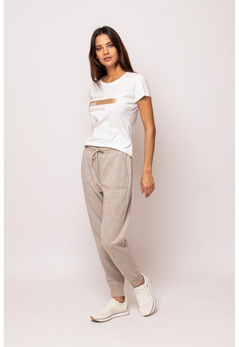 Tricou din amestec de modal cu imprimeu text Mignon
