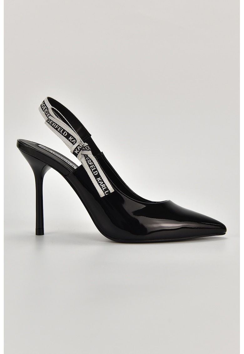 Pantofi stiletto slingback de piele - Negru