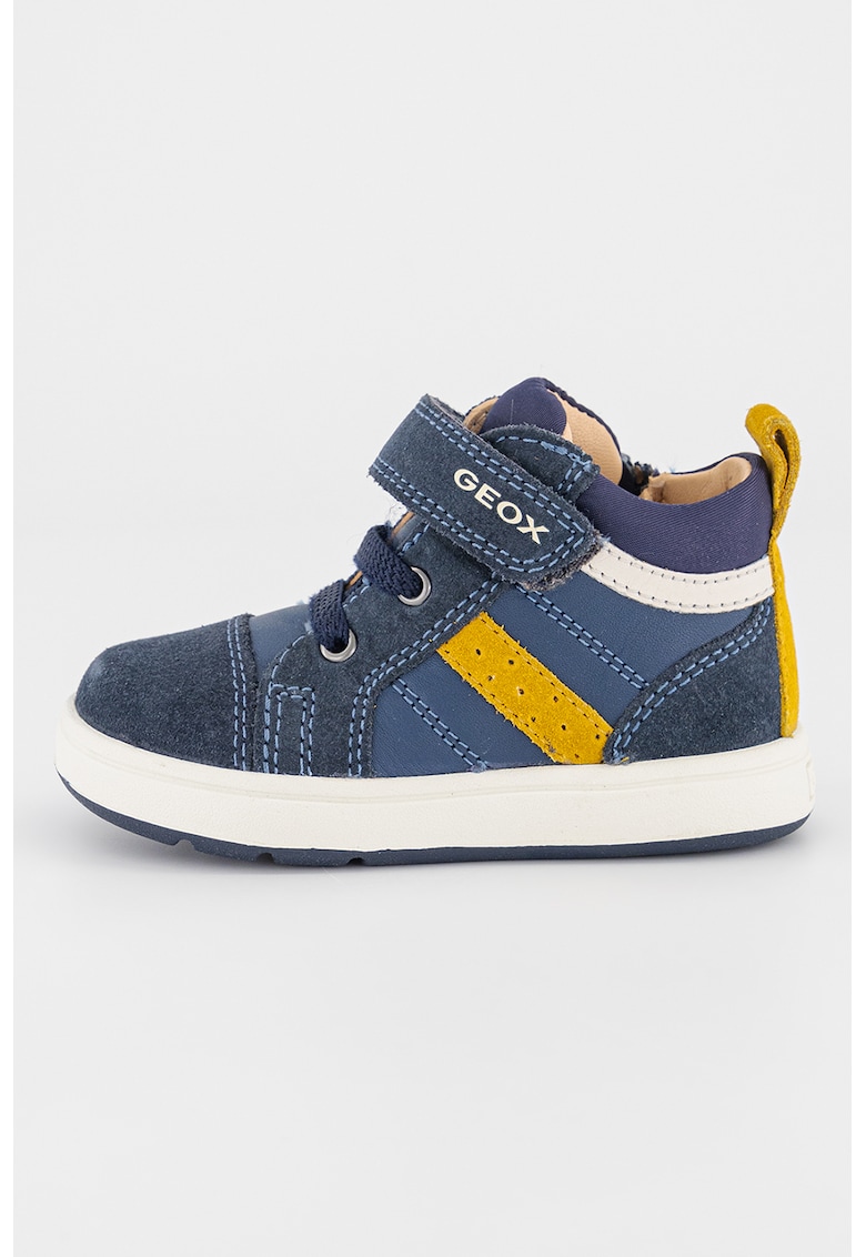 Pantofi sport cu velcro si insertii de piele intoarsa - Bleumarin
