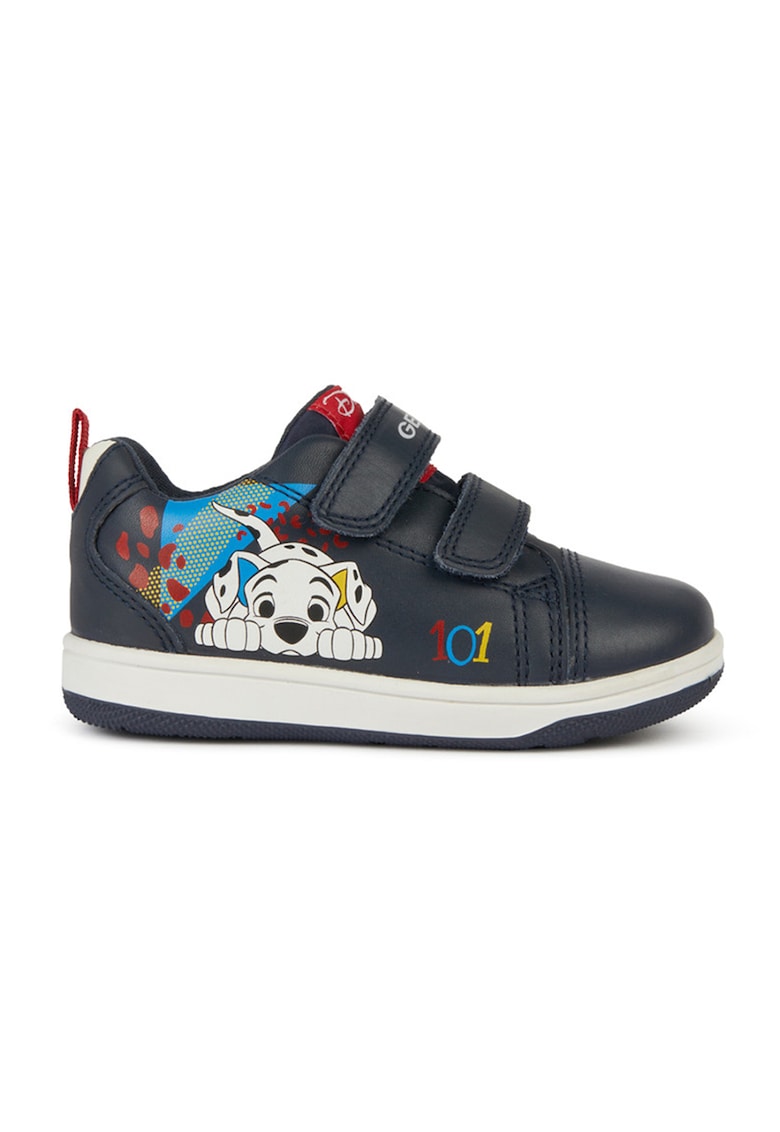 Pantofi sport din piele cu inchidere velcro - Alb/Albastru ultramarin