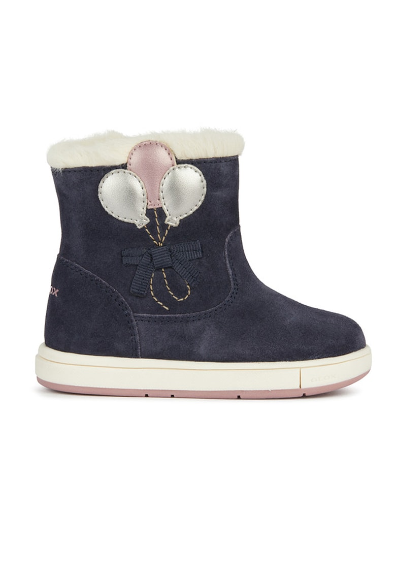 Ghete din piele intoarsa - Gri/Albastru ultramarin/Roz