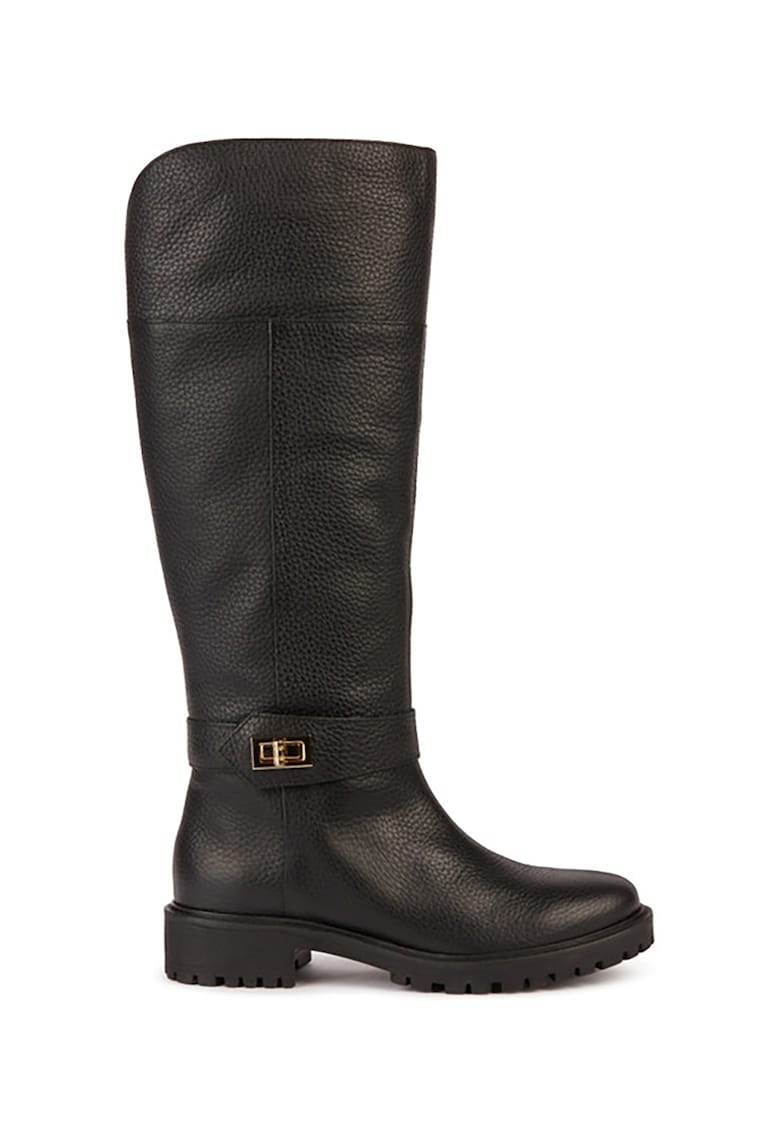 Cizme lungi pana la genunchi din piele - Negru