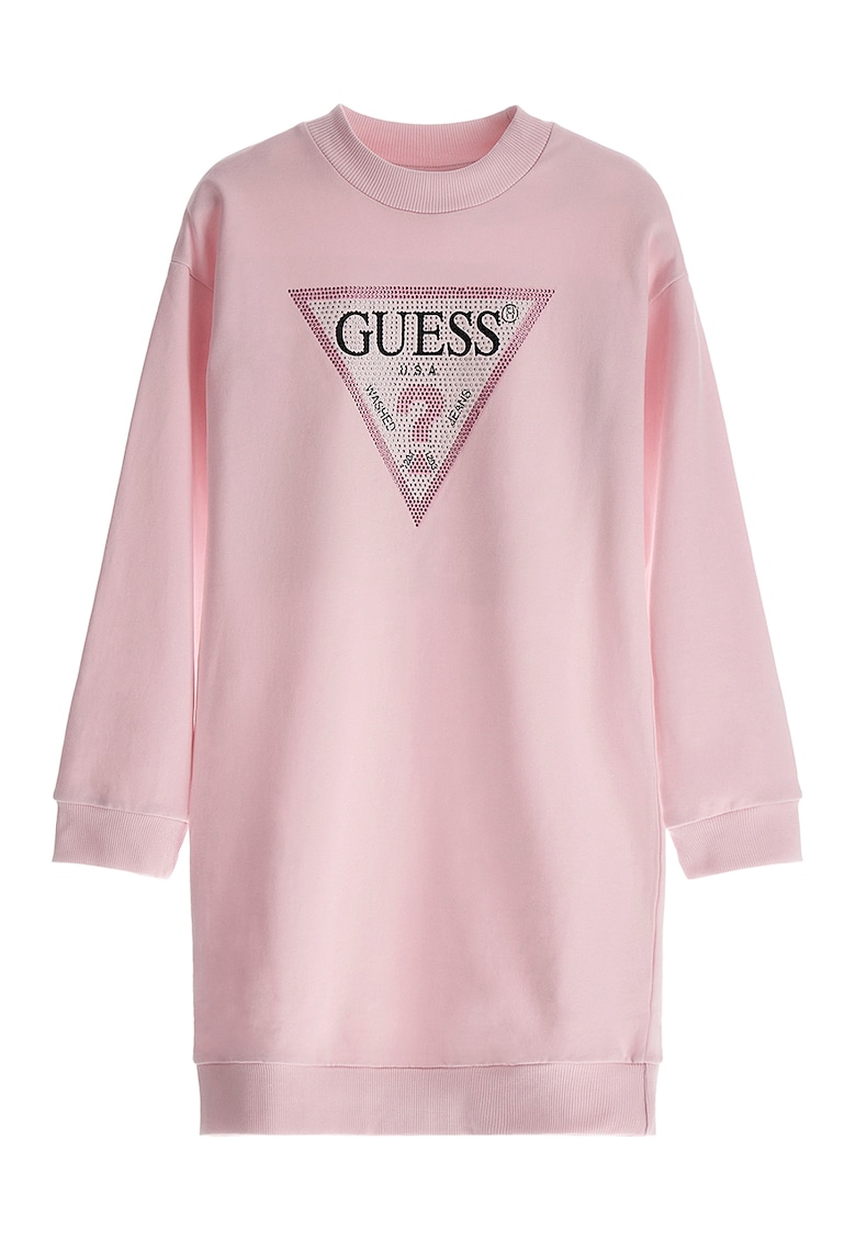 GUESS - Rochie cu decolteu la baza gatului si aplicatii de strasuri