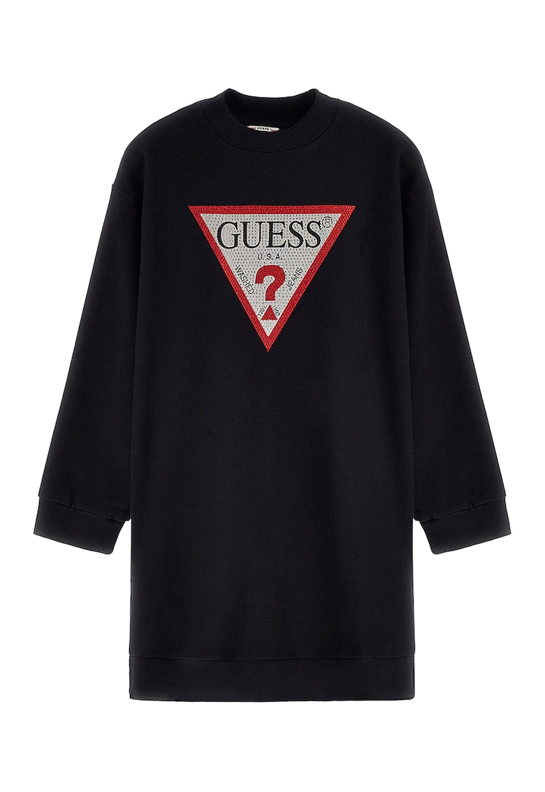 GUESS - Rochie cu decolteu la baza gatului si aplicatii de strasuri