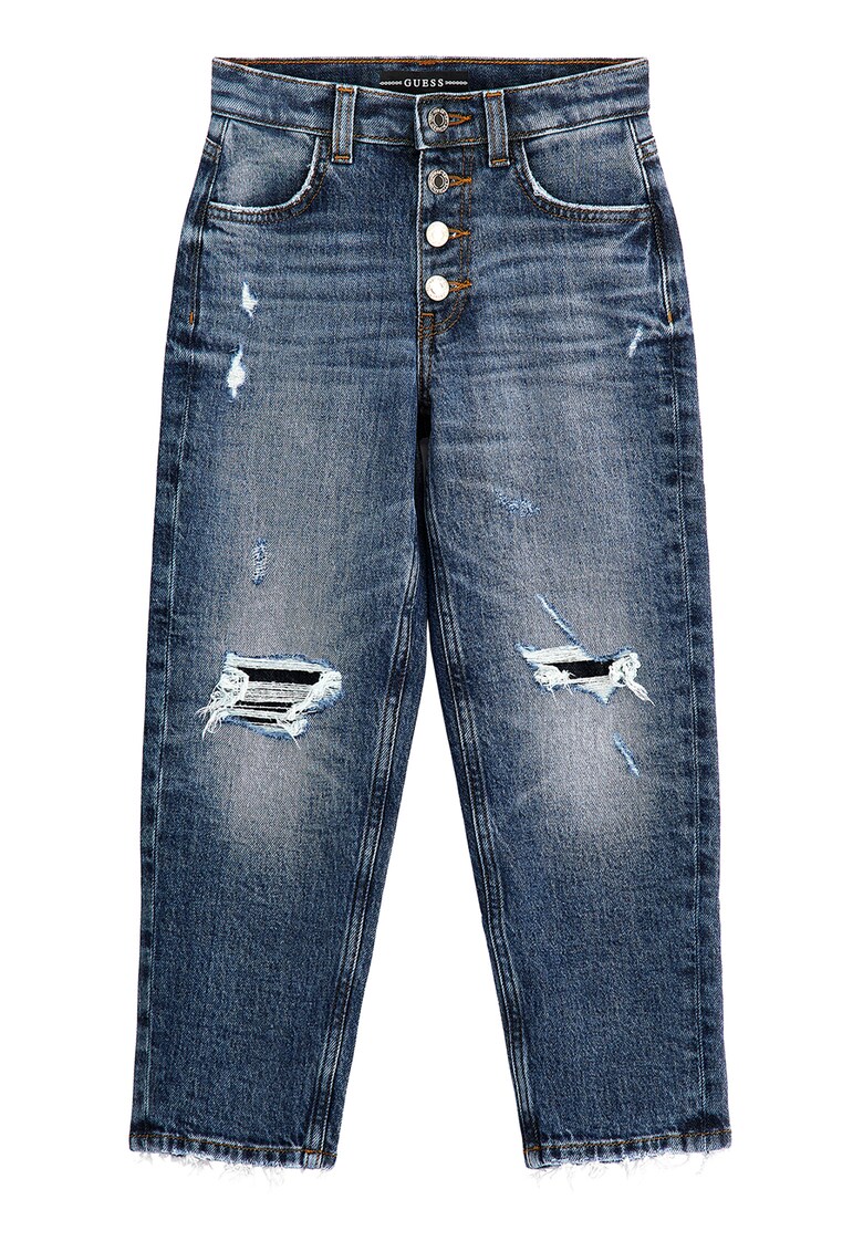 JEANS - Blugi cu detalii cu aspect deteriorat si aspect decolorat