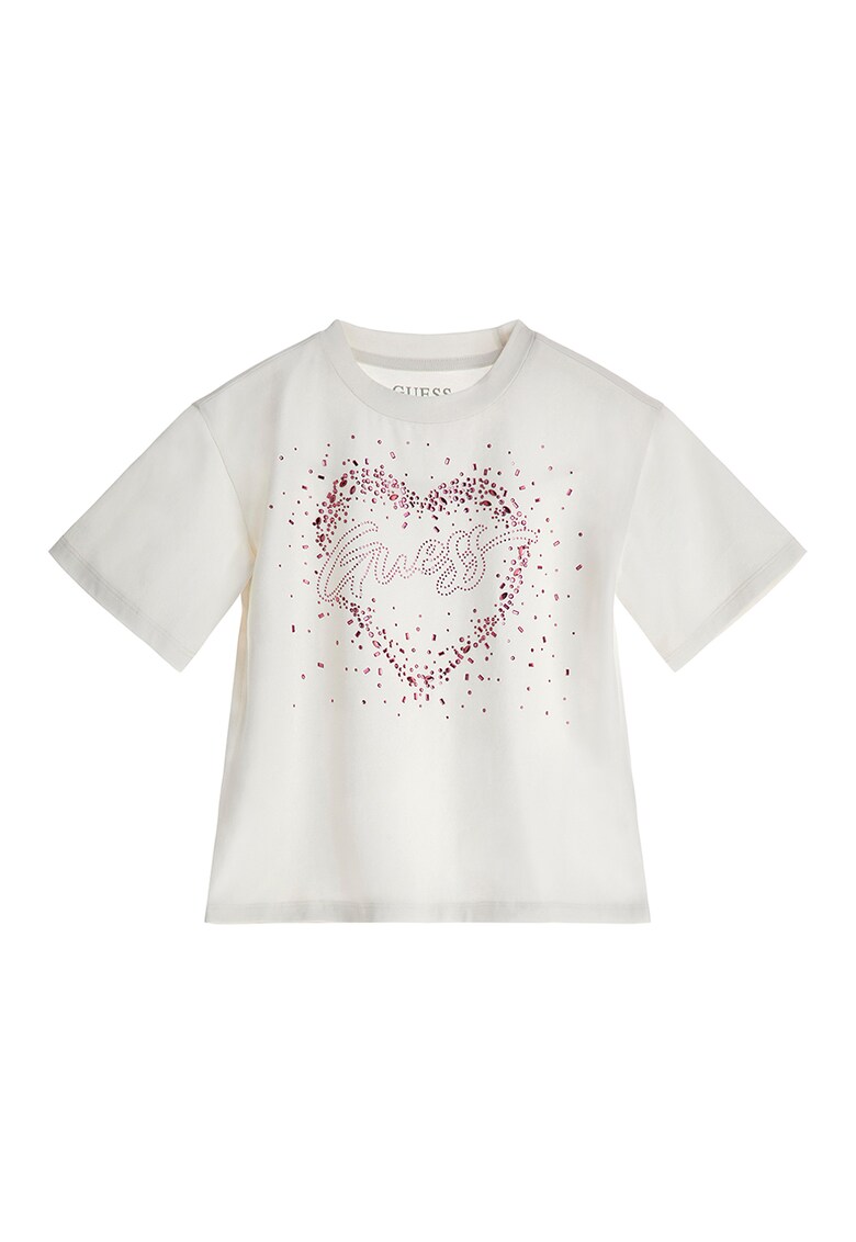 Tricou cu decolteu la baza gatului si strasuri