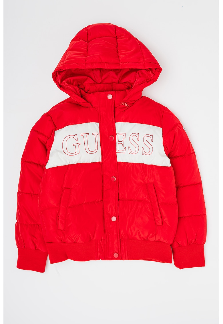 GUESS Зимно яке с качулка и лого за Момичета GUESS Зимно яке с качулка и лого за Момичета