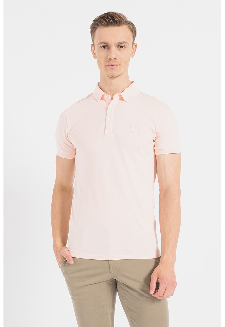 Tricou polo slim fit din material pique Passenger
