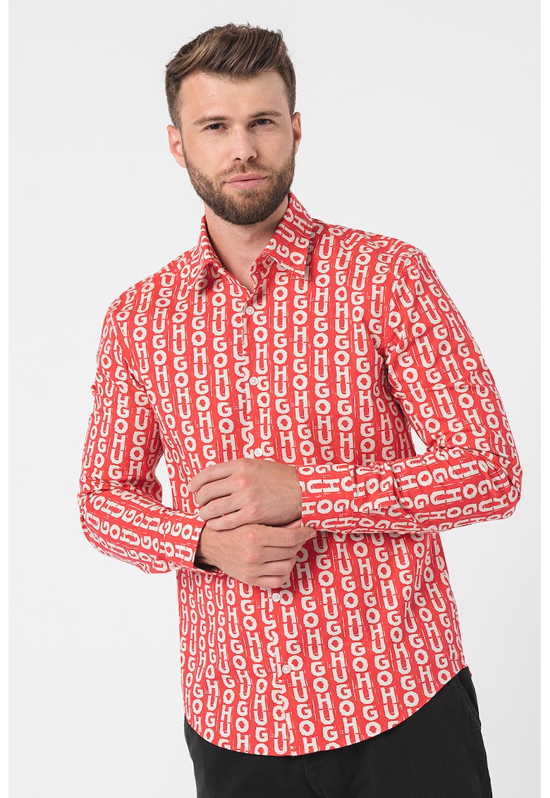 Camasa slim fit cu model logo Ermo