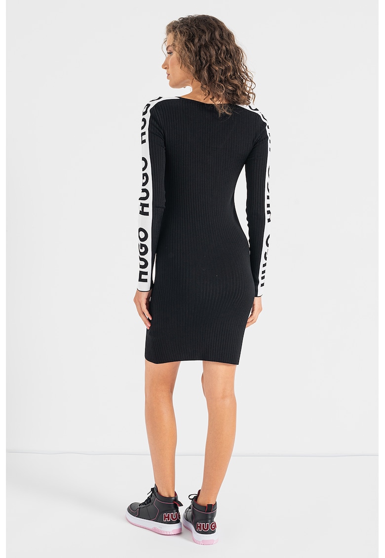 Rochie cu croiala bodycon si imprimeu logo Shalany