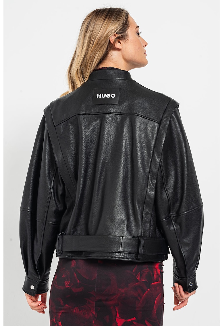 Jacheta biker de piele Leparda