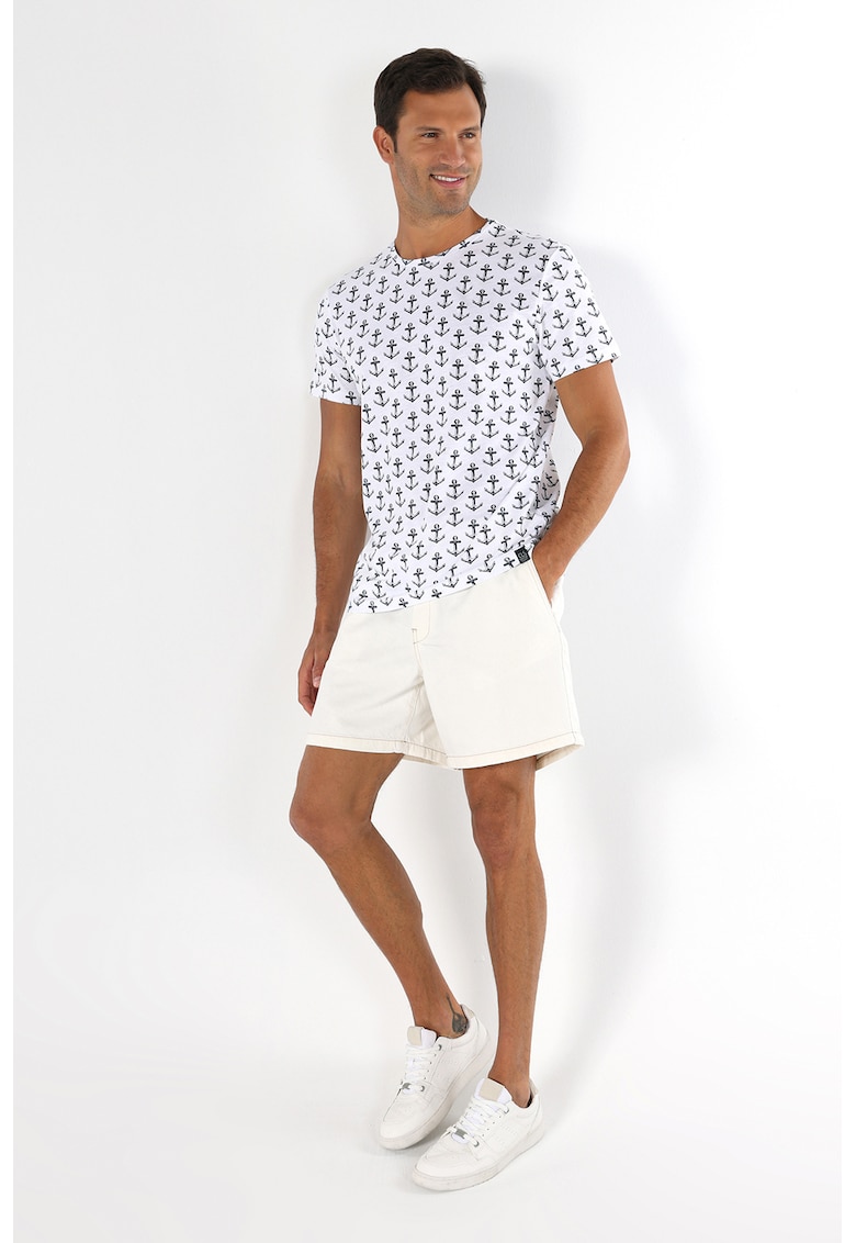 Tricou cu imprimeu grafic - Alb/Albastru ultramarin