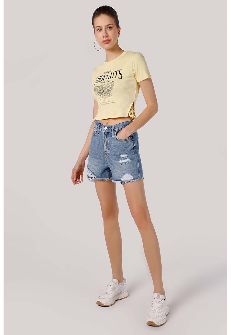 Pantaloni scurti din denim cu model uni