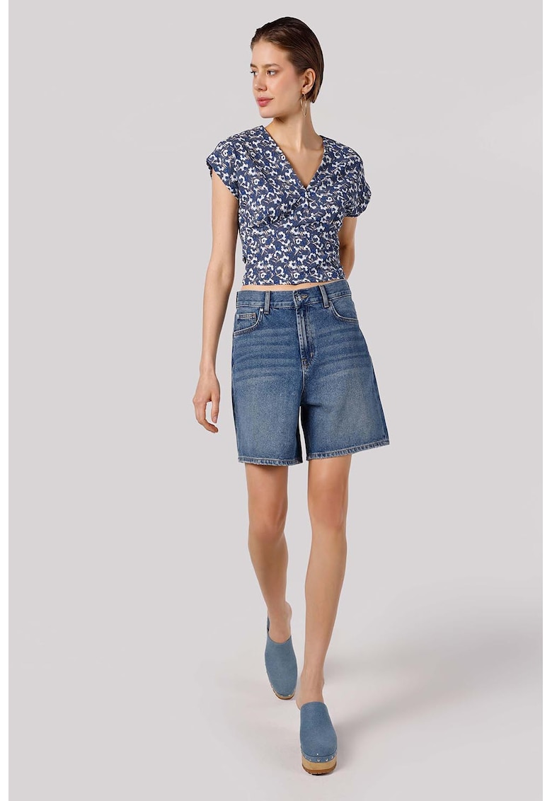 Pantaloni scurti din denim cu talie inalta