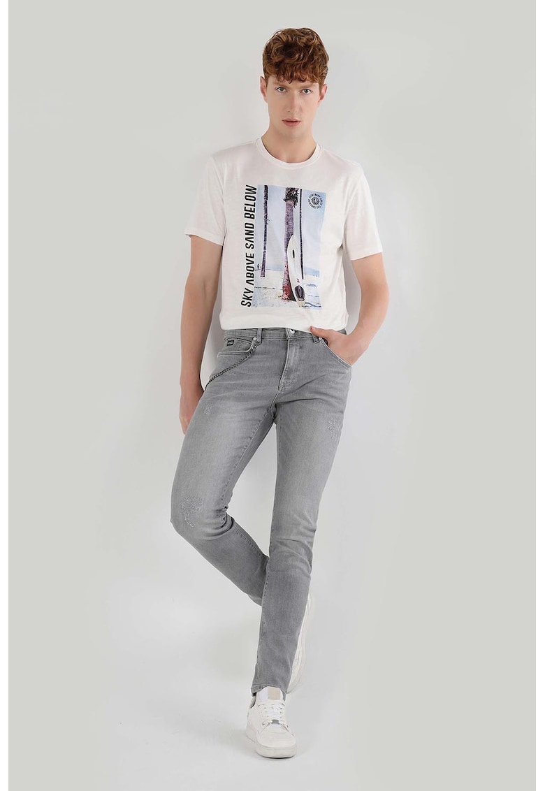 Blugi slim fit cu talie joasa