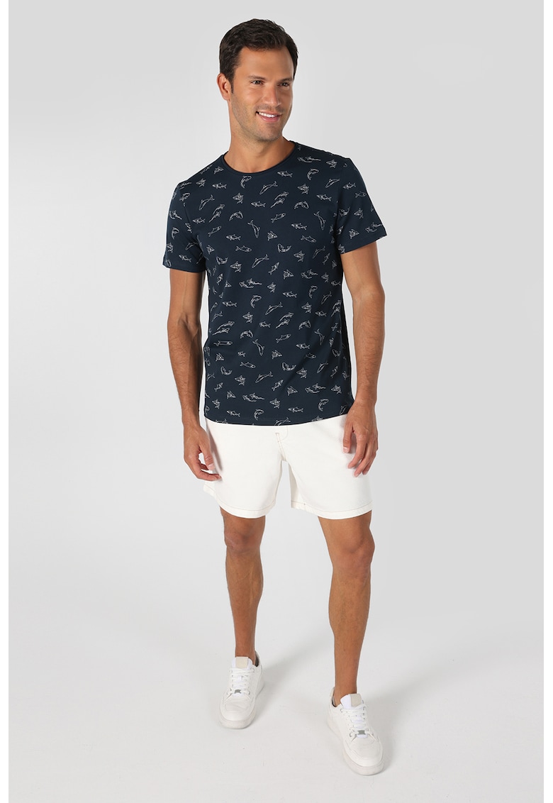 Tricou cu imprimeu grafic - Albastru ultramarin