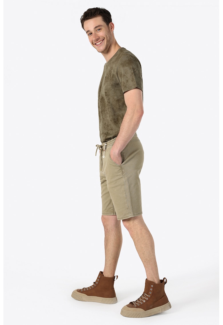 Bermude chino cu talie medie - Kaki