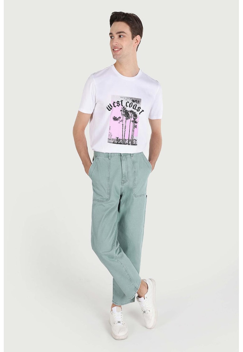 Blugi drepti cu buzunare - Verde pal