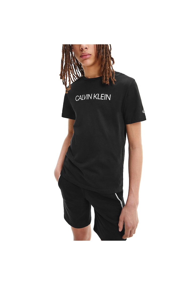Tricou baieti - cu logo - Bumbac - Negru - 4 ani