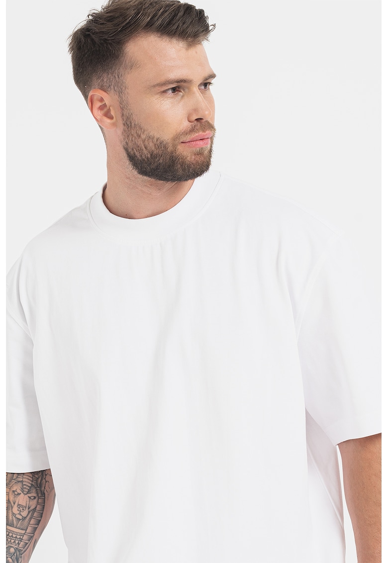 Tricou din bumbac cu decolteu la baza gatului Timm - Alb