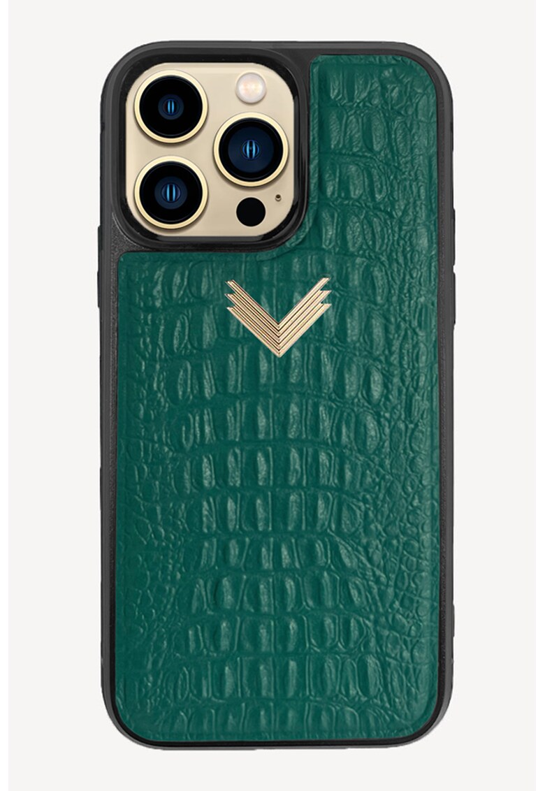 VELANTE OFFICIALE Кожен калъф за Iphone 13 Pro цвят: зелен - златист