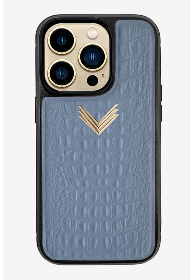 Carcasa iPhone 14 Pro Max din piele cu model piele de crocodil