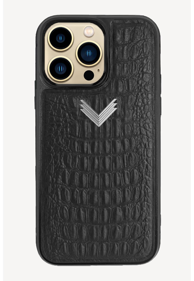 Carcasa iPhone 14 Pro Max din piele cu model piele de crocodil