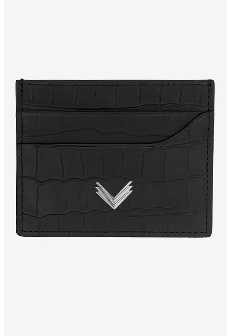 Portcart unisex de piele cu aspect de piele de crocodil