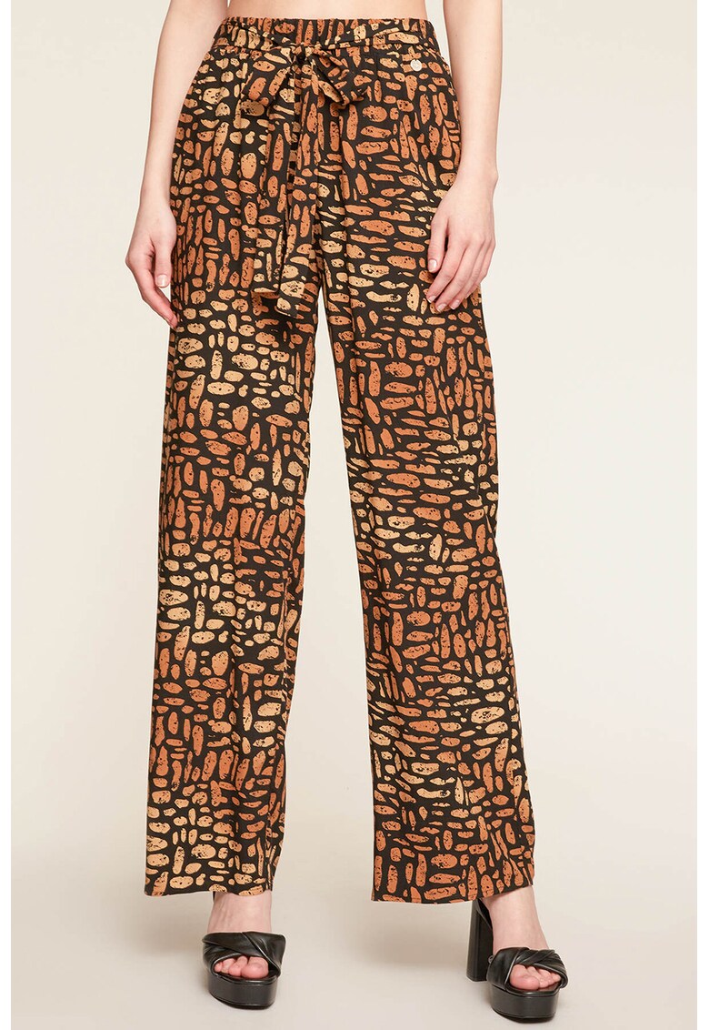 Pantaloni cu talie inalta si imprimeu abstract