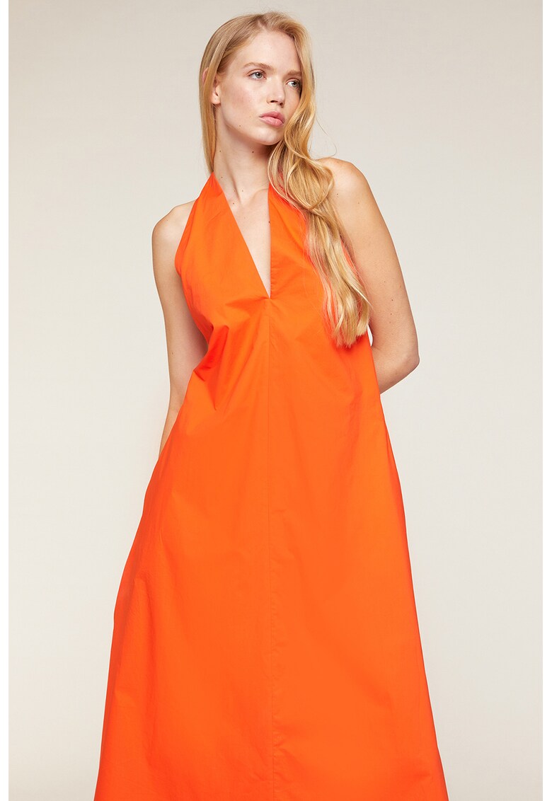 Rochie midi halter cu buzunare laterale