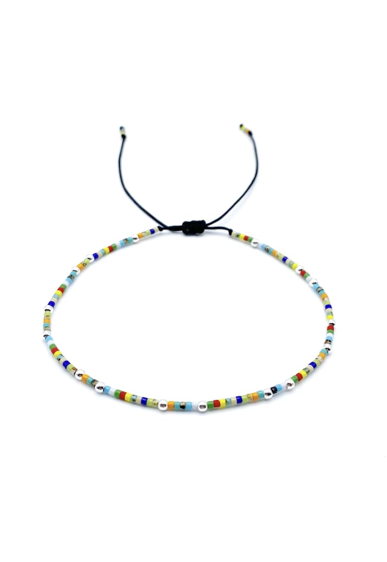 Bratara pentru Picior cu bilute din Argint 925 si margele Miyuki colorate -