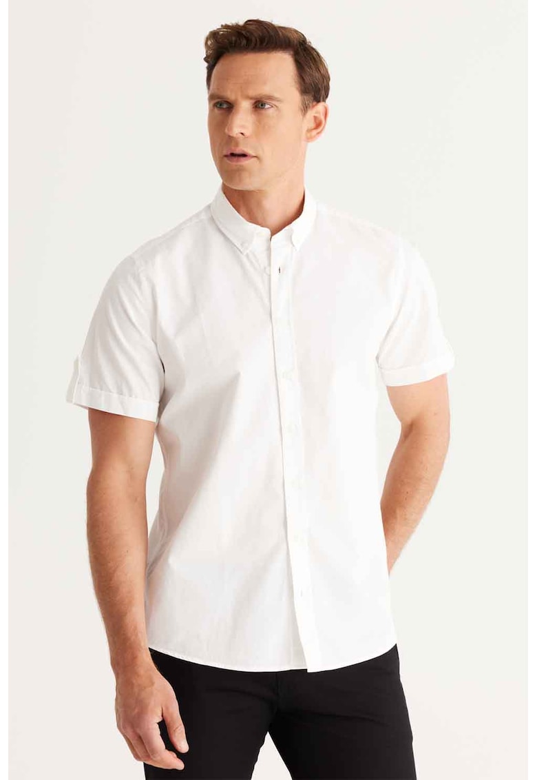 Camasa slim fit din amestec de in