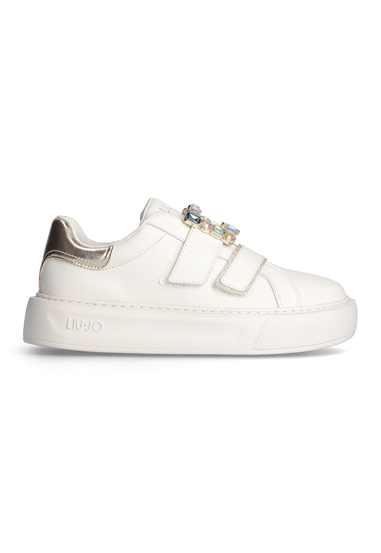 Pantofi sport cu velcro si detaliu cu bijuterie