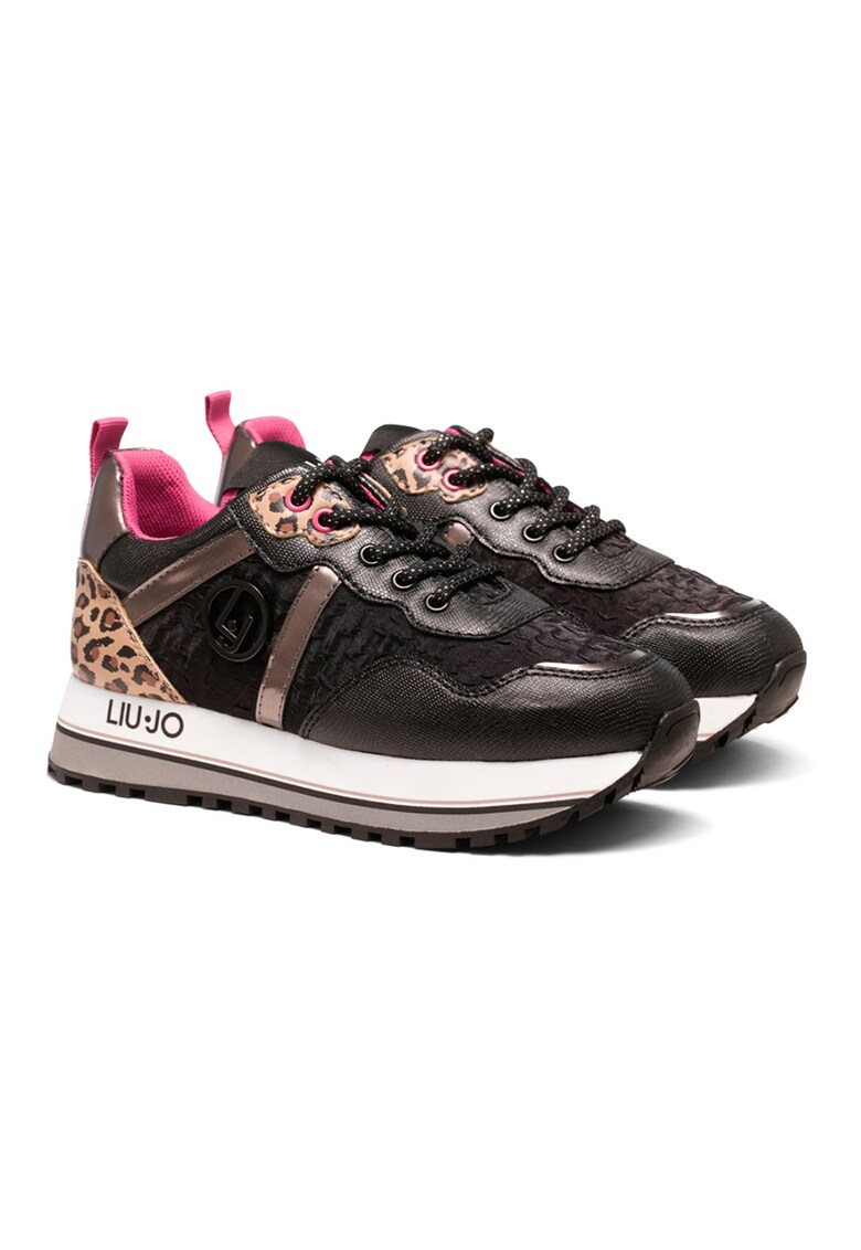 Pantofi sport de piele ecologica cu insertii din material textil