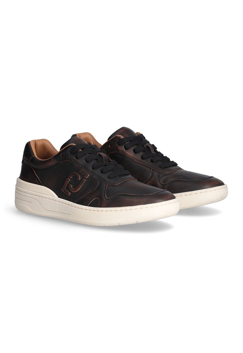 Pantofi sport de piele cu logo in relief
