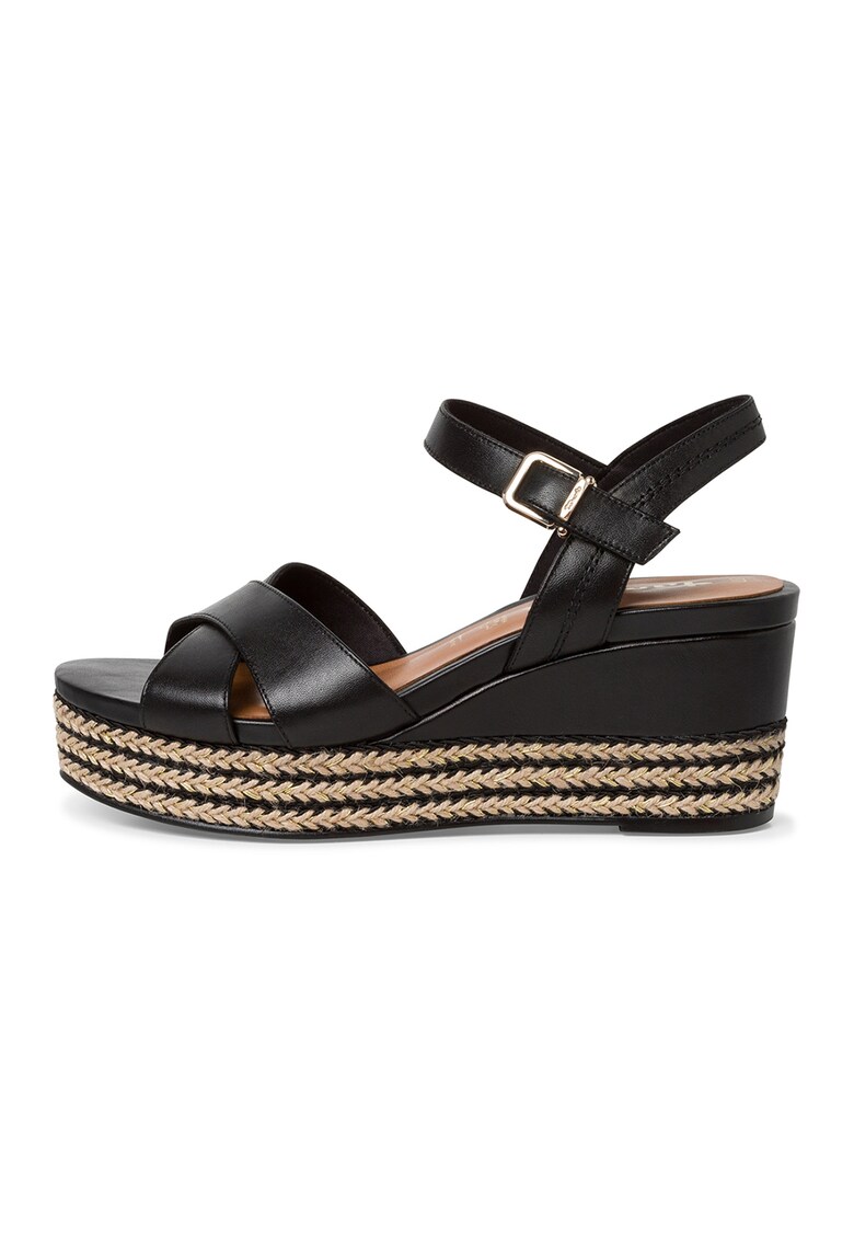 Sandale-espadrile wedge de piele