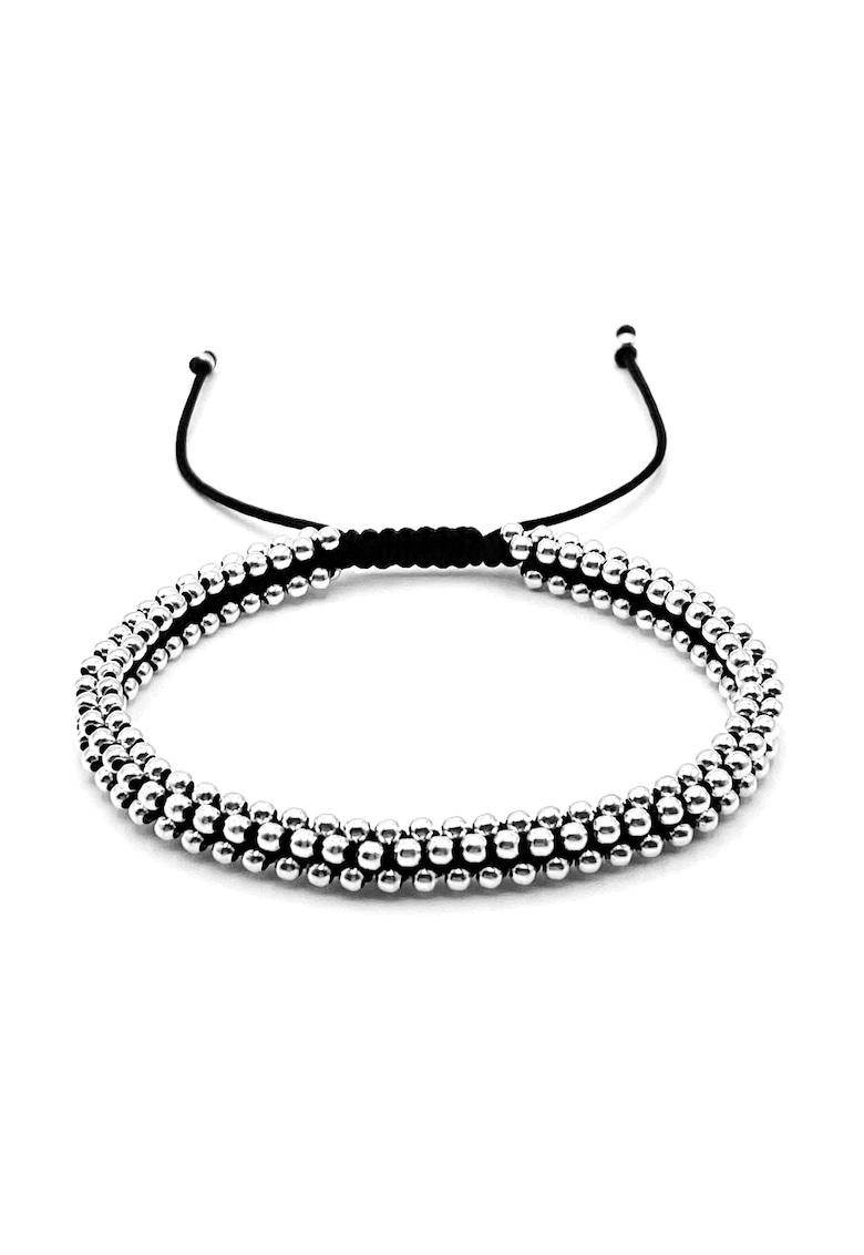 Bratara cu 212 bile din Argint 925 - snur negru reglabil