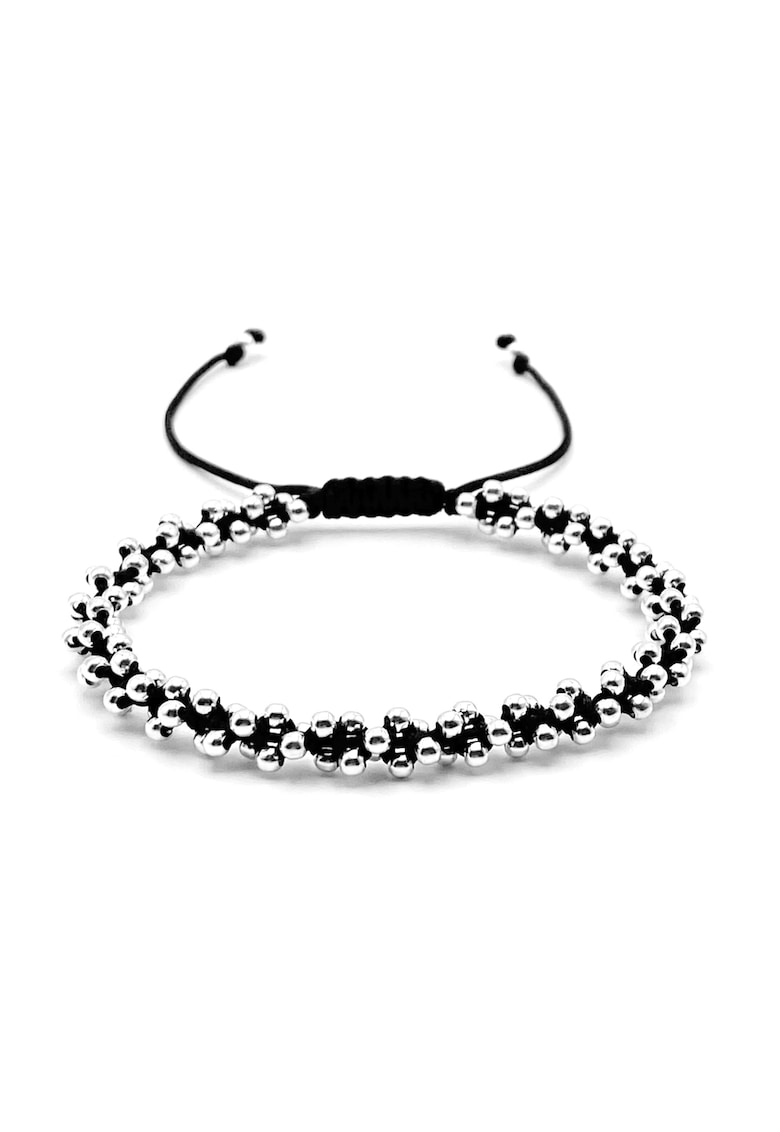 Bratara cu 138 de bile din Argint 925 - snur negru reglabil