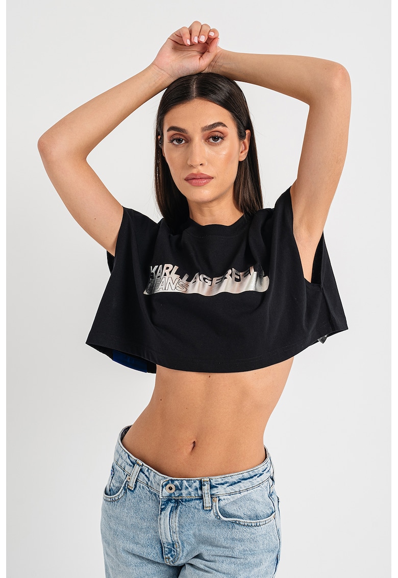 Karl Lagerfeld Jeans Tricou crop lejer de bumbac organic