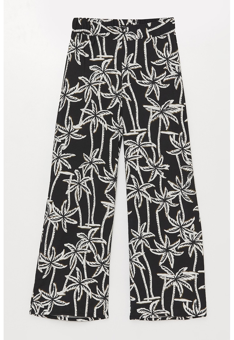 Pantaloni ampli cu imprimeu tropical
