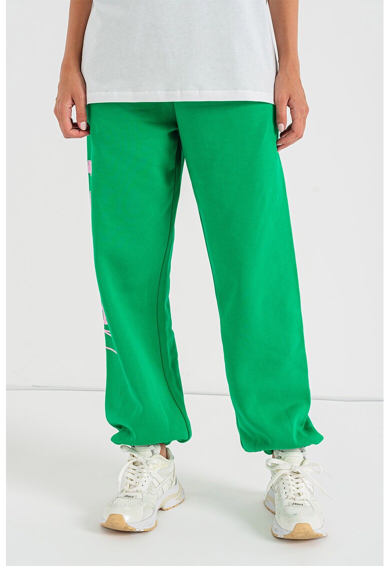 Pantaloni sport din amestec de bumbac organic cu imprimeu logo