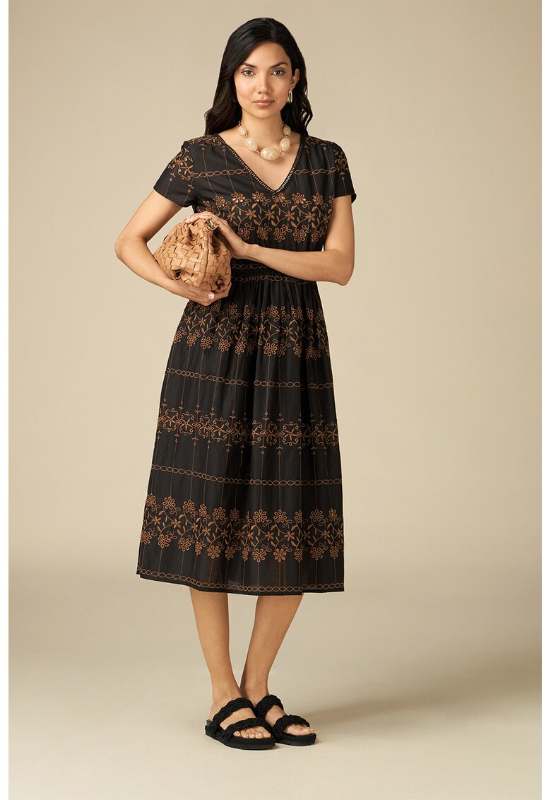 Rochie midi din bumbac cu broderie