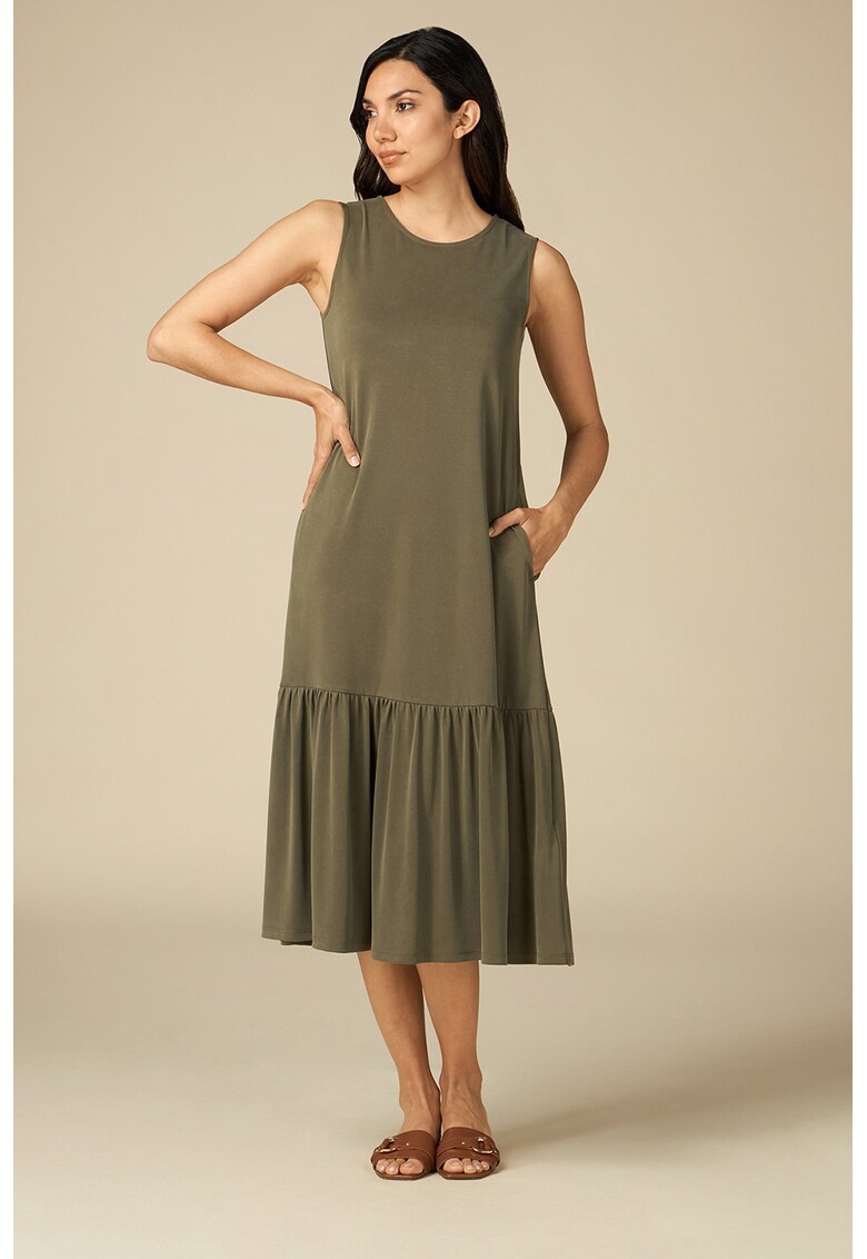 Rochie cu model stratificat si buzunare laterale