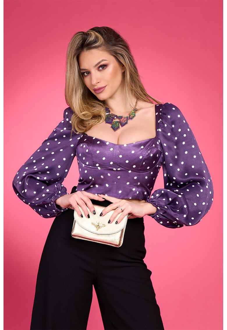 Bluza crop cu model cu buline