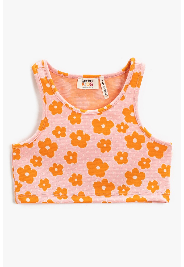 Top crop cu spate decupat si imprimeu floral