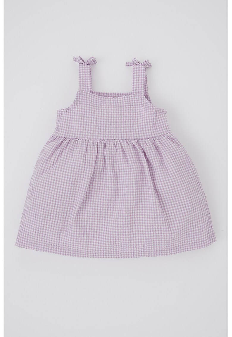 Rochie fara maneci cu imprimeu gingham